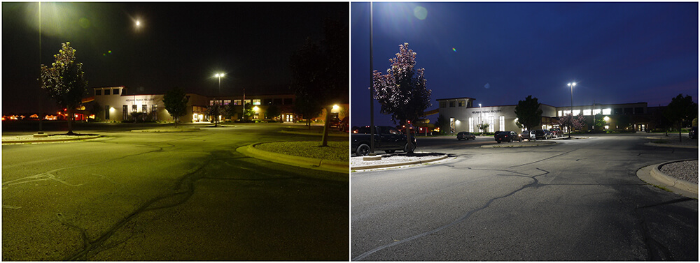 Before & After Upgrading Parking Lot Lighting to LEDs