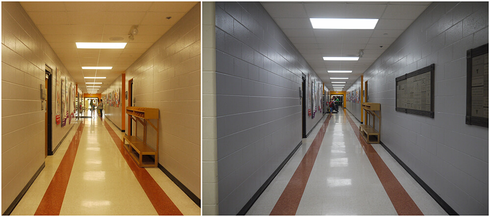LED Troffer Lighting YMCA Hallway