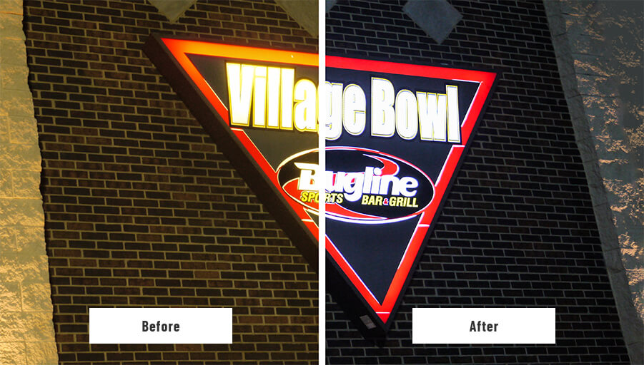 Before & after gallery of LED retrofit installations
