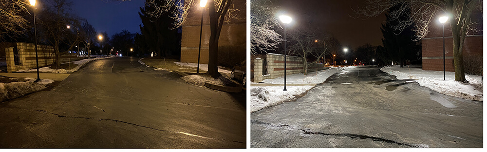 LED Upgrades Increase Safety in Parking Lots Before & After Upgrading Parking Lot Lighting to LED Fixtures