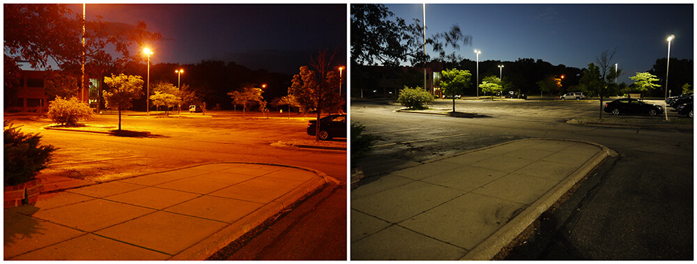 Parking Lot HID Lighting Upgraded to LED Retrofit Kits