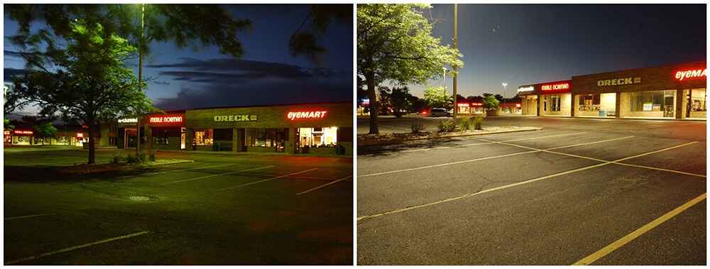 Parking Lot Lighting Upgraded from HID to LED Retrofit Kits