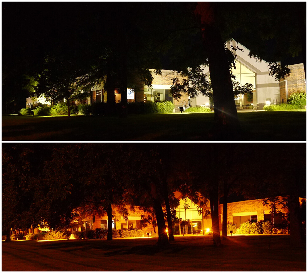 Before & After Installing an LED Upgrade for Commercial Property LED Upgrade for Exterior Lighting