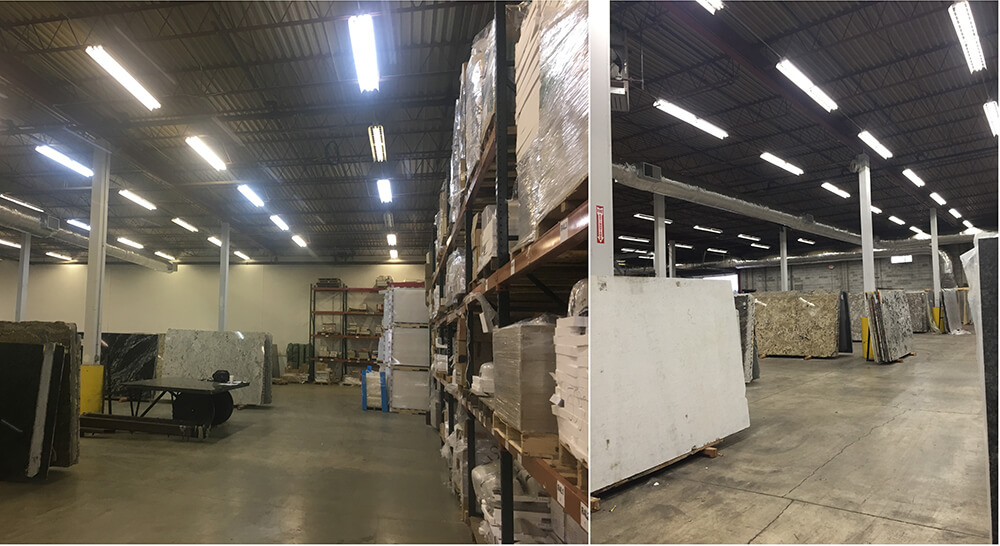 Warehouse Interior Updated with LED Lighting Fixtures