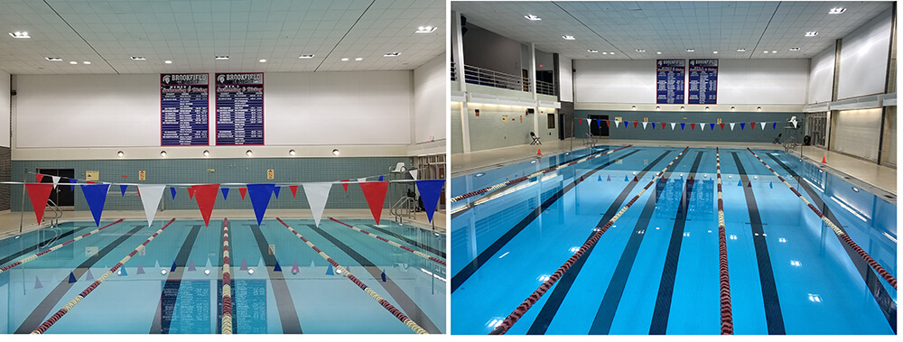 Pool LED lighting before and after
