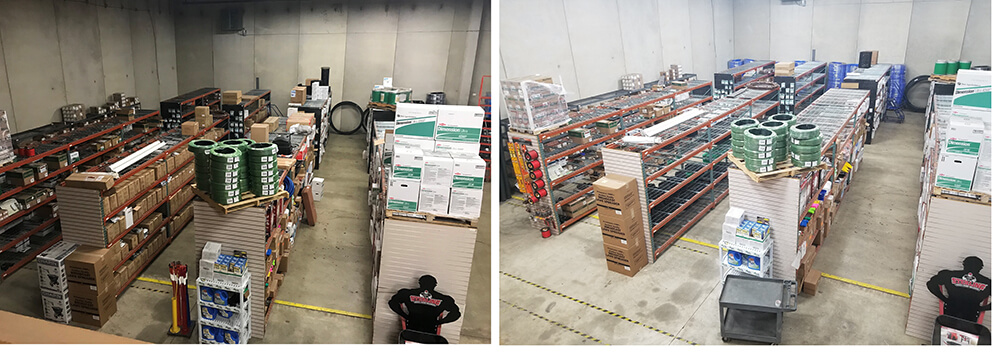 Warehouse LED lighting before and after