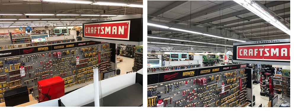 LED retail lighting before and after