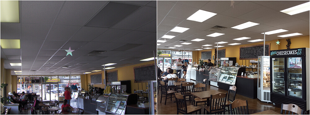 Retail LED conversion before and after