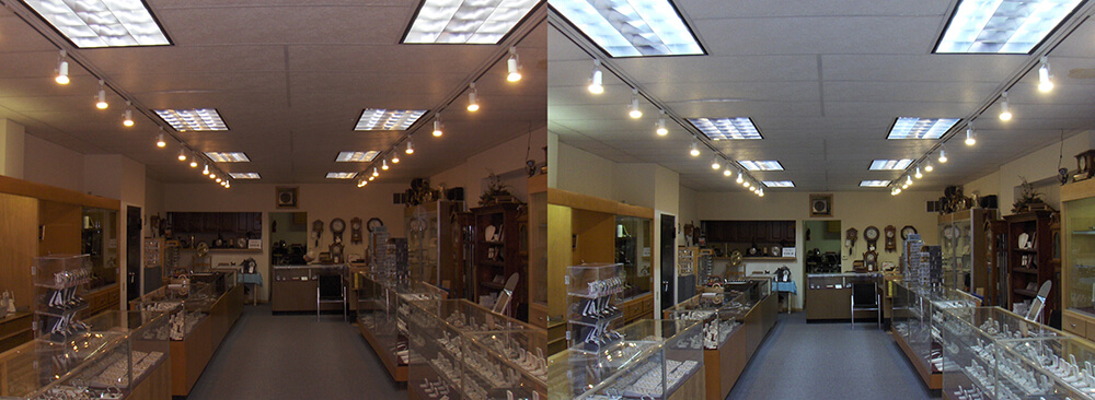 Jewelry Store Light Conversion Before and After