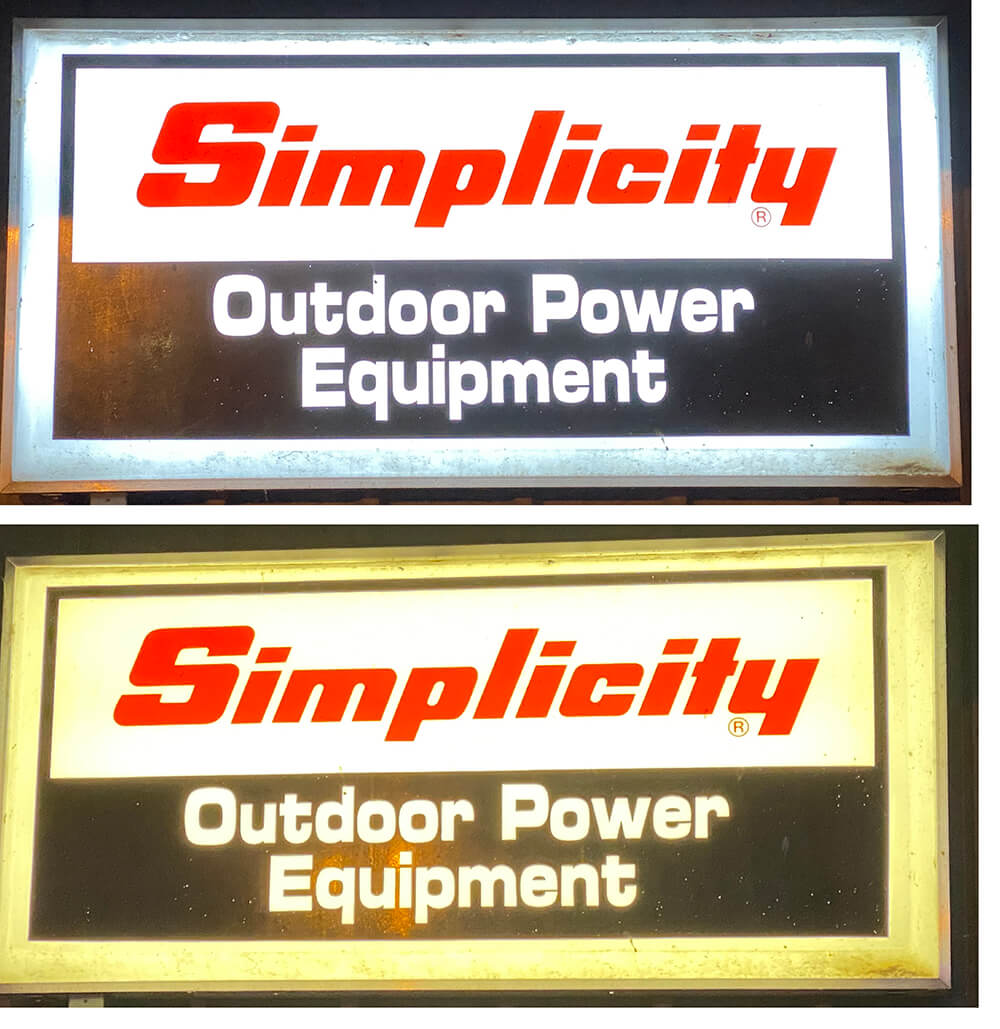 Sign lighting with LEDs Before and After