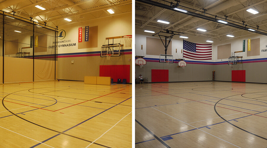 Our past LED Installation jobs in gyms, rec centers & sports arenas