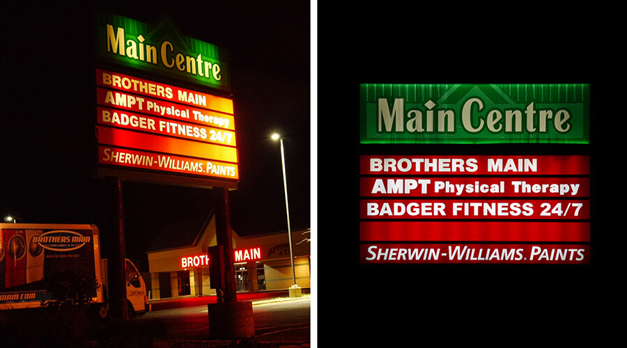 Business signage lit with LEDs