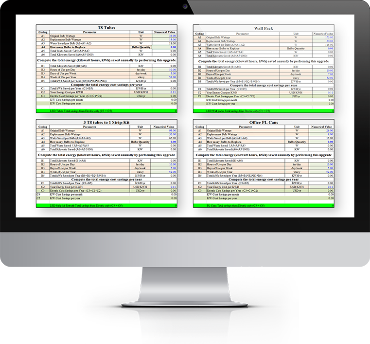 LED Lighting energy saving calculator