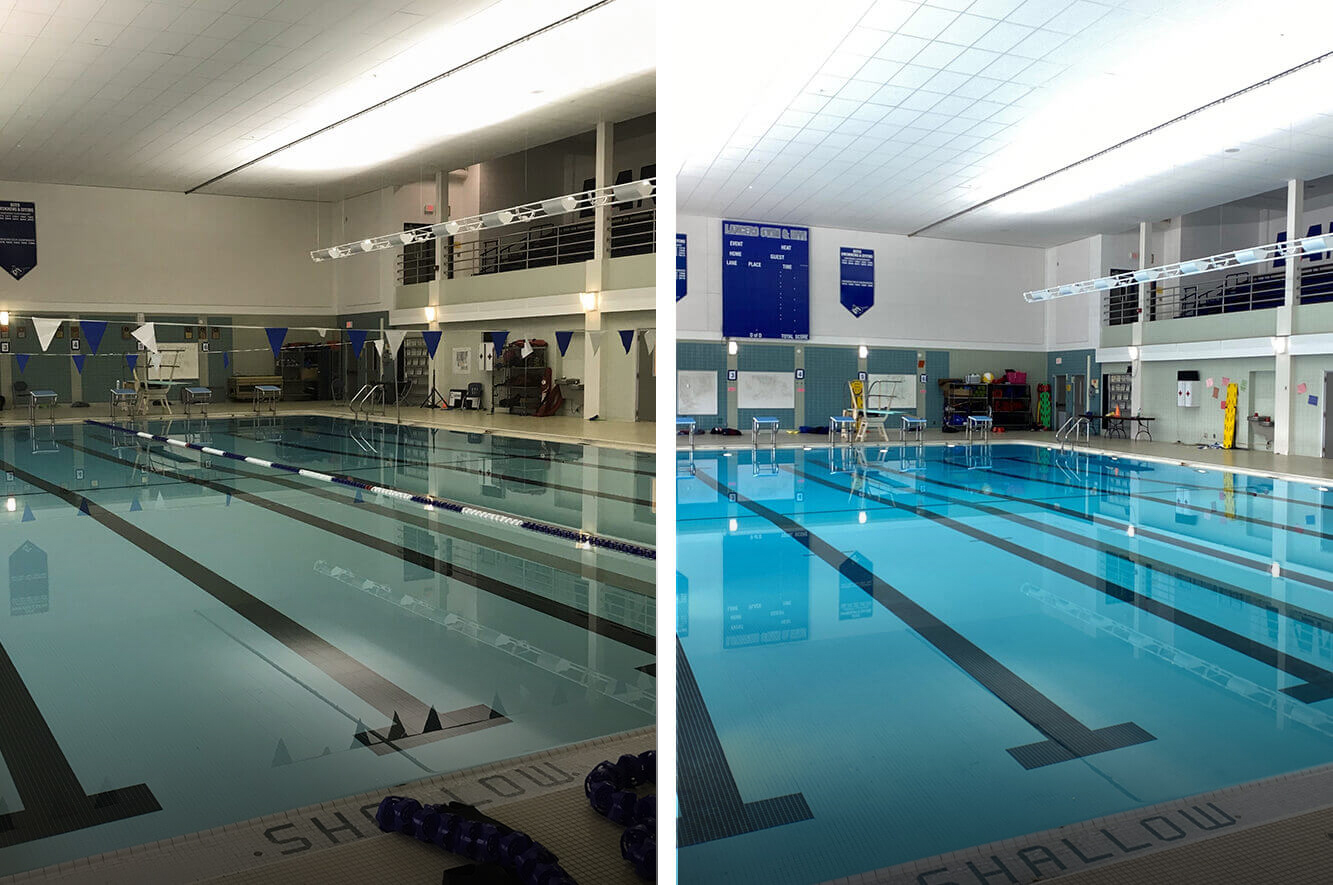 Installation of LED lighting improves visibility in sports centers